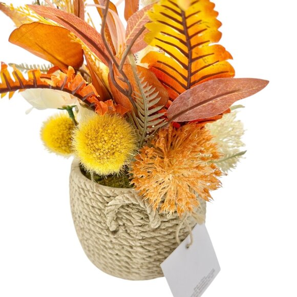 Autumn Whisper Faux Floral Arrangement Textured Rope Basket By Branch & Blossom - Picture 9 of 9
